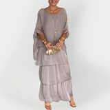 Abito Plissettato con Effetto Doppio Strato