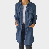 Maglietta di jeans a maniche lunghe con colletto classico