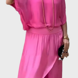 Top Ampio e Pantaloni con Strappo – Set di Due Pezzi in Chiffon