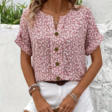Selestia - Floral Button-Up Blouse