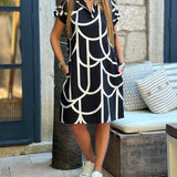 Ellanore - Geometric Print Polo Dress