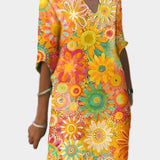 Abito Colorato con Motivo Floreale
