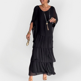 Abito Plissettato con Effetto Doppio Strato