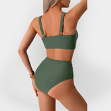 Costume da Bagno Donna a Vita Alta con Bordo sul Seno