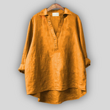 Blusa di Lino Bianca con Scollatura a V