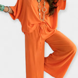 Set Arioso con Pantaloni Larghi e Blusa Svasata