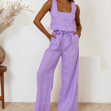 Milena - Minimalist Top and Wide-Leg Pants Set