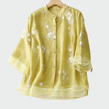 T-shirt in cotone con fiori ricamati