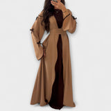 Cardigan Elegante e Abito Combinato con Decorazione a Righe