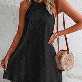 Jessy - Eyelet Halter Mini Dress