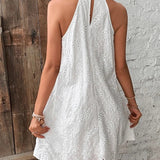Jessy - Eyelet Halter Mini Dress