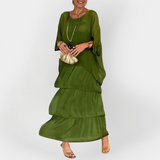 Abito Plissettato con Effetto Doppio Strato