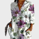 Maglietta in Cotone con Motivo Floreale