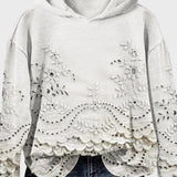 Felpa con Cappuccio in Pizzo Verde Prato