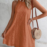 Jessy - Eyelet Halter Mini Dress