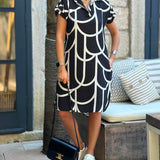 Ellanore - Geometric Print Polo Dress