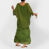 Abito Plissettato con Effetto Doppio Strato