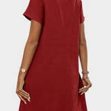 Mini Abito con Maniche Corte e Zip sul Décolleté