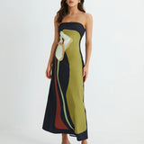 Ismeria - Abstract Strapless Maxi Dress