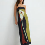 Ismeria - Abstract Strapless Maxi Dress