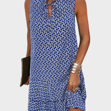 Mini Abito con Motivo e Dettaglio di Legatura al Collo