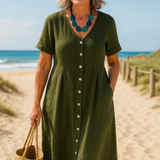 Poppy | Everyday Comfort Cotton–Linen Midi Dress