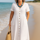 Poppy | Everyday Comfort Cotton–Linen Midi Dress