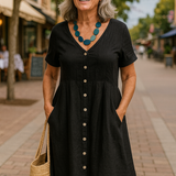 Poppy | Everyday Comfort Cotton–Linen Midi Dress