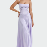 Abito Maxi in Satin con Spalline Sottile