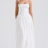 Abito Maxi con Spalline Sottili e Motivo Floreale