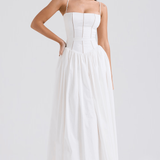 Abito Maxi con Spalline Sottili e Motivo Floreale