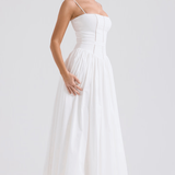 Abito Maxi con Spalline Sottili e Motivo Floreale