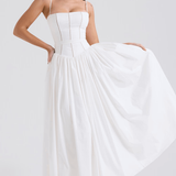 Abito Maxi con Spalline Sottili e Motivo Floreale