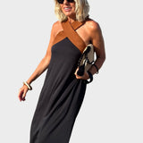 Abito Elegante con Schiena Scoperta e Collo Incrociato Moderno