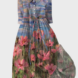 Abito lungo con design impressionista