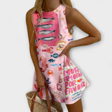 Mirava – Mini Abito in Stampa Rosa