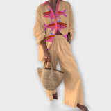 Evalisse – Completo in lino con motivo a pesci