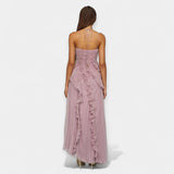 Abito Midi Lilla con Volant Regolabili