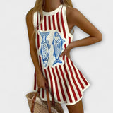 Delara – Mini Abito con Motivo di Pesci