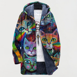Cardigan con gatto e arcobaleno