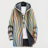 Cardigan con spiegazzature a righe
