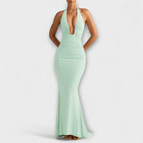 Abito da gala elegante con schiena scoperta e scollatura mozzafiato