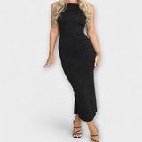 Elegante abito lungo senza maniche