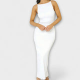 Elegante abito lungo senza maniche