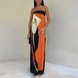Ismeria - Abstract Strapless Maxi Dress