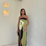 Ismeria - Abstract Strapless Maxi Dress