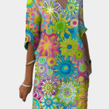 Abito Colorato con Motivo Floreale