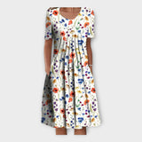 Abito con Motivo Floreale e Maniche Corte