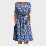 Abito con Motivo Floreale e Maniche Corte