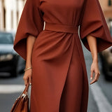 Lissey - Minimalist Belted Luxe Dress